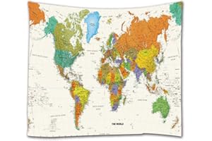 goodbath World Map Tapestry,Watercolor Map Tapestries Wall Hanging for Bedroom Living Room Dorm, 200 x 150 cm