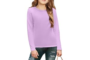 Arshiner Maglietta a Maniche Lunghe da Bambina Girocollo Interno in Pile Top Tinta Unita Pullover Basic Felpa Termica Casual per Bambini Abbigliamento per Bambini 5-12 Anni