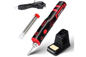 ROADTIME Soldador de Estaño con 2500mAh batería y luz LED, Máx. 520°C, 11W, Calentamiento rápido, Set de Soldador Inalámbrico portátil para principiantes y profesionales