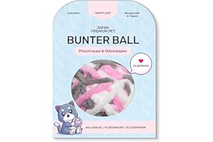 Japan Premium Pet Interaktives Katzenspielzeug in Form eines Balls | Ball aus 70cm Wollseil mit raschelnder Schwanz & mit Matatabi infundiert | Katze Spielzeug für Training,Jagdinstinkt & Stressabbau