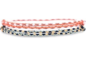 Made by Nami Pulsera Boho Surfer Set de 2 para Mujer y Hombre - Accesorios para Fiestas y de Playa - Hechos a Mano - 100% Resistente al Agua y Ajustable (Rojo y azul)