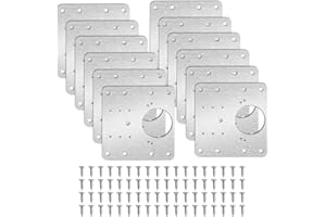 JRJRN 12Pcs Stainless Steel Hinge Repair with Holes, Cabinet Hinge Repair Plate Kit, Kitchen Hinge Repair Plate with 72 Fixing Screw, Cupboard Door Hinge Mounting Plate for Wardrobe Furniture Shelves