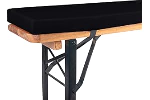 ‎TEXDEKO TexDeko® Bierbankauflage gepolstert 220x25x4cm XL für Bierzeltgarnitur Bankauflage waschbar mit Reißverschluss zum selber aufziehen (Schwarz)
