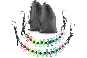 AMANDELIZABE 2 Stück Reisewäscheleine mit klammern,Wäscheleine mit 12 Wäscheklammern,Tragbare Wäscheleine,Outdoor wäscheleine,wäscheklammern Camping,Camping zubehör,einziehbare Wäscheleine für Reisen.