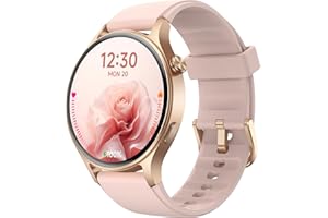 Smartwatch Damen Rund mit Telefonfunktion- 1.32" AMOLED Display, Fitnessuhr mit 110+ Sportmodi &3ATM, Uhren Damen Herren für iOS/Android Schrittzähler mit Pulsmesser/ SpO2/ Schlafmonitor- Rosa