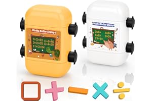 AOVNEA Tampons 2 Pcs à Rouleaux, Enseignement Numérique 2 en 1 Tampon Double Tête, Réutilisable Tampons Outils Éducatifs Calcul pour L'apprentissage Arithmétique,Scolaires Domicile-Jaune,Blanc