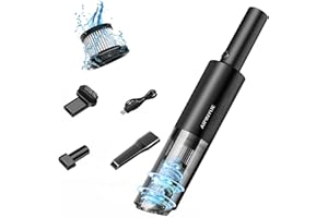 HiKiNS Aspirapolvere, Aspirapolvere Portatile ad Aspirazione Forte Aspirapolvere portatile senza fili per auto ad alta potenza con bocchette per fessure per peli di animali domestici a casa (Nero)