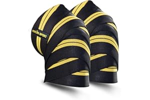 KYLIN SPORT 2pcs Bande de Genou 200cm Ceinture Bandage Protège Genou Elastique et Réglable Genouillère pour Crossfit Musculation Powerlifting Entraînement