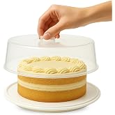 CHEFZOCO Plastic Cake Holder, Round Cake Container with High Lid, Cake Tray, Plastic Cake Box, Pastry Transport Container, 32