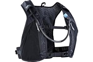 EVOC HYDRO PRO 6 + HYDRATION BLADDER 1,5, plecak hydracyjny (2 przegrody na żywność i kieszenie zapinane na zamek, w tym bukłak o pojemności 1,5 l, jeden rozmiar), czarny