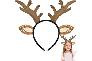 ELNX Diadema con Astas de Ciervo | Diadema Marrón de Reno | Orejas de Reno para Halloween, Navidad, Carnaval, Fiestas de Disfraces, Niñas y Mujeres