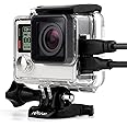 SOONSUN Side Open Skeleton Housing Case with Hollow Backdoor and Lens Cap for GoPro Hero4 Hero3+ Hero 4 3 Silver Black Camera