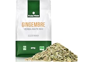 FRATE MATE Fraté Maté Gingembre 500gr Qualité supérieure | Yerba maté Bio riche en Vitamines et Antioxydants | 100% Agriculture Biologique en Feuilles Avec Tiges