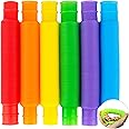GWAWG 12PCS Mini Pop Tube, DIY Sensory Color Stretch Tube, Children's Decompression Stretch Tube Toy, Suitable for Children with Autism, Children, and Adults to Reduce Anxiety
