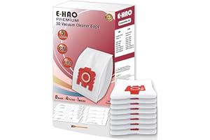 E-HAO Lot de 8 sacs 3D améliorés pour aspirateurs Miele séries FJM et GN. Modèles : Complete C1/C2/C3, Compact C1/C2, Classic C1, S8, S6, S5, S4, S2