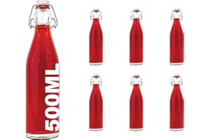 slkfactory 6 Bouteilles en Verre vides avec balançoire 500ml Haut