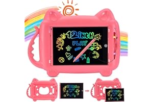 ‎BLUESWAN BlueSwan Maltafel Zaubertafel 12 Zoll mit abnehmbarem Rahmen, löschbares elektronisches Zeichentablett mit Griff, LCD Schreibtafel als Geschenk für Kinder im Alter von 3 4 5 6 Jahren, Rosa