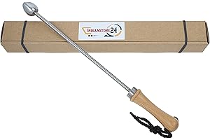 INDIAN STORE 24 Bierstache Beerspike Caranelizer Beer Caramelizer Beer Warmer Manche en Bois véritable, 100% de qualité Alimentaire et Boule en Acier Inoxydable (Forme Ovale générale)