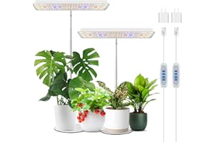 Wiaxulay Plant Grow Light, 78 LEDs Grow Light for Indoor Plants Full Spectrum, Height Adjustable Desk Growing Lamp with Metal Base, Auto Timer 6/12/16 Hrs, 3 Lighting Modes, 5 Dimmable Levels, 2 Pack