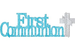 amscan International 241699 First Communion Blue Glitter Table Decoration Kit