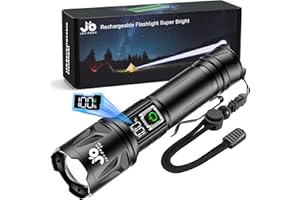 ‎JAY-PARK JAY-PARK Taschenlampe 500000 Lumen Aufladbare 5000 mAh mit LCD-Display und 5 Beleuchtungsmodi, LED Taschenlampe Extrem Hell Zoom Langer Lichtstrahl (3000m) für Outdoor, Camping