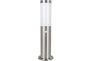 ‎EGLO EGLO LED Außen-Wegelampe Helsinki, 1 flammige Außenleuchte inkl. Bewegungsmelder, Sensor-Wegeleuchte aus Edelstahl in Silber und Kunststoff in Weiß, E27 Fassung, IP44