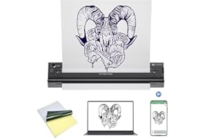LIUMATE Stampante Stencil Tattoo Bluetooth Stampante Termica Wireless per Tatuaggi con 15 Fogli Carta per trasferimento, Portatile Tatuaggio Trasferimento Machine Compatibile con Android iOS e Mac