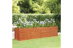 vidaXL Lit Surélevé de Jardin, Jardinière d'Extérieur, Pot de Fleurs, Bac à Plantes, Boîte de Plantation Balcon Patio, 320x80x77 cm Rouillé Acier Corten