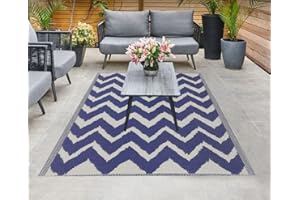 HomeZone Outdoor Rug for Patios Waterproof | Extra Large Reversible Garden Mat for Camping, Balcony, Deck, Beach & BBQ | Lightweight Washable Polypropylene, Carpet Indoor Outdoor Use, 120x180cm, Blue