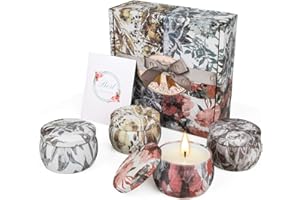 CREASHINE Scented Candles Gifts Sets for Women 4 Pack x 125g/5.65Oz Large Soy Wax Candle Set Womens Birthday Gifts Aromatherapy Candles 120Hr Long Clean Burn in Tin with Lid Gift Box,Gifts Card,Ribbon