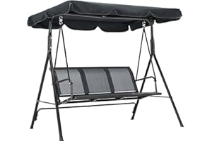 M MCombo Balançoire hollywoodienne 8007EY, balançoire de Jardin, 3 Places (Gris)