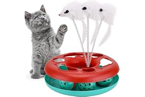 PAWZONE Giocattolo per Gatti interattivo con pista e Palline Rotanti Catnip Chaser Giocattolo per Animali Gioco Traccia Interattivi per Gattino