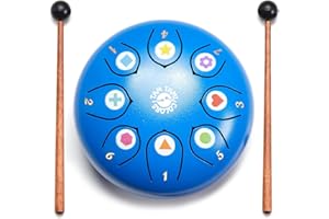 LA PUERTA MÁGICA Tambour enfant MONTESSORI – Tongue Drum Instruments de musique pour enfants – Handpan à 8 notes, éducatif et facile à jouer – Instrument de percussion – Jouet pour enfants de 3 à 8 ans