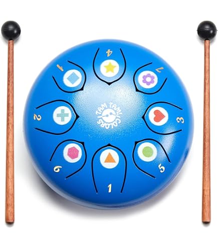 Vilac Tongue Drum Métal Son Zen Do Majeur - Instrument Percussion Enfants Avec Partitions Et Housse, Idéal Initiation Musicale