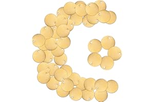 ZHENGMY 50 Pcs Round Brass Tags, 1-1/4 Inch Diameter, Blank Valve Tags Gold Brass Tags for Stamping, Stamping Tag with Hole for Pets, Plants, Doors