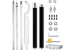 QZQUFJ 25-Teiliges Drechseleisen Set, Drehmeißel Set, Drechselzubehör, Drehbank Zubehör, Drechselmesser, Drechselwerkzeuge Hartmetall, Drechseln Zubehör mit Wendeschneidplatten für Drehmeißel