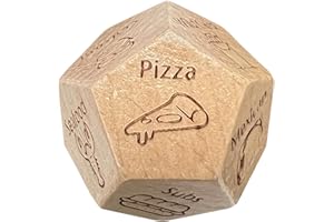 DZPUHUOJZ Date Night Dice, 1 PCS Wooden Food Decision Dice with 12 Different Food Patterns, Creative Takeaway Dice Food Decision, Dice Date Night Ideas for Couples, Date Night Birthday Girlfriend, Boyfriend