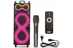 Pyle Enceinte Bluetooth Karaoké 240 W, Sono Portable, Double Haut-Parleur, Enceinte Bluetooth Puissante avec Micro sans Fil USB/SD/AUX/FM, Éclairage LED, Fêtes Extérieures et Intérieures