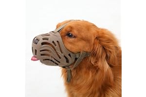 ETONSUNNY Bozal Perro，Bozal de Silicona Suave para Perros,Anti-Mordedura,Anti-Barking，Anti-Masticar，Diseño Transpirable, Adecuado para el Adiestramiento de Perros Grandes y Agresivos (Marrón, L)