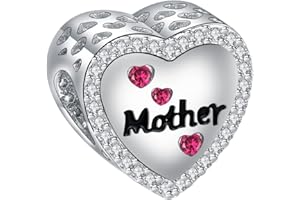 Yinsen Maman et Fille Femme Famille Charms Breloque avec Coeur en Argent 925 Sterling Femmes Charms et Perles Compatible pour Européen Bracelets Collier
