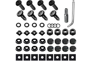 deemars Tornillo de Matrícula Antirrobo, Kit de Tornillo de Matrícula, 1/4 "Tornillo de Matrícula Antiferrugem Soporte de Marco de Automóvil Universal (Negro)