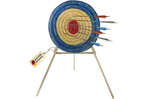 BSW - BOGENSPORTWELT Runde Strohscheibe Deluxe - Ø 80 cm | Dicke: 8 cm | blau-rot, Zielscheibe für Pfeil und Bogen, Bogenschießen Kinder Erwachsene - Stroh Ziel ohne Ständer