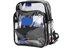 PLPLAAOO sac à bandoulière transparent,Sac de stade transparent,avec bandoulière,grande sacoche transparente,Résistant à l'eau,sac à bandoulière transparent en PVC,pour Stade Voyage Plage,le sport en conc