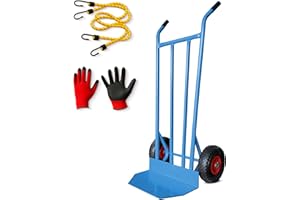 EL ALMACEN DEL PROFESIONAL Carretilla de Mano 350 kg Industrial con Estructura de Acero y Ruedas reforzadas neumaticos hinchables Carro de Carga Cajas almacen Muebles Jardin y Obras Carrillo de Seguridad Azul metalico