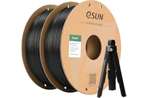 eSUN Filament PLA 1.75mm, ePLA-CF Filament PLA Chargé en Fibre de Carbone Précision Dimensionnelle +/- 0.03mm, 1KG par Bobine, 2 Bobines Filament,Noir+Noir