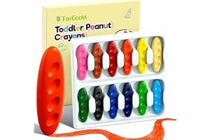 12 kritor för barn 2 år + Ergonomisk jordnötsform + Crayon för barn 1–3 år | Färger som inte blir smutsiga