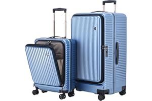 TydeCkare 2 Pieces 20/29 39 * 20 * 55cm & 40 * 37 * 77cm Aluminum Luggage Set, 360°Universal Wheels & Adjustable Handle, Lightweight Hardshell ABS+PC Suitcase with TSA Lock, Dark Blue
