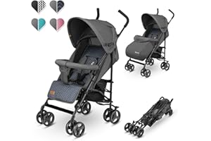 LIONELO Silla de Paseo Ligera Elia para Bebés hasta 15 kg, Carrito de Bebé Plegable con Asiento Reclinable, Capota XXL, de 6 a 36 Meses