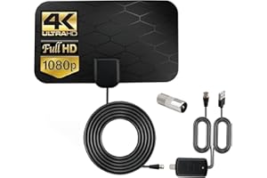 VIDACHARMY Antena de TV, Antena TV Interior, Antena HDTV Digital de Alcance de 300 Millas con Amplificador Inteligente de Señal, Antena HDTV, para Canales de TV 1080P 4K VHF UHF TDT Gratuitos para DVB-T DVB-T2
