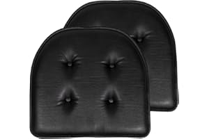 Sweet Home Collection Cojín para Silla de Espuma viscoelástica con Respaldo de Goma Antideslizante, en Forma de U, 43 x 40 cm, 2 Unidades, Piel sintética, Color Negro